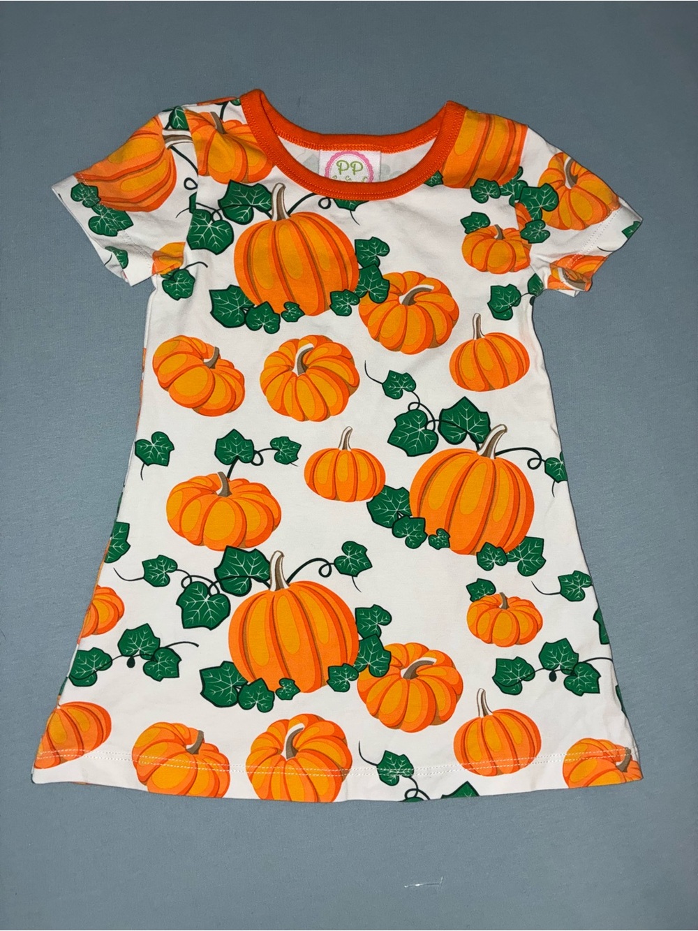 Pumpkin Patch Orange & White Kids Halloween Dress by